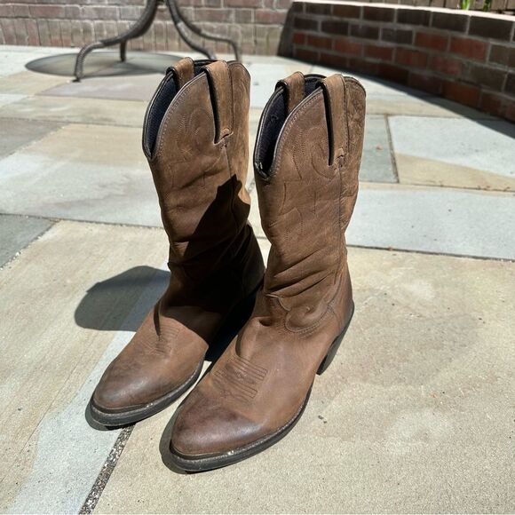Durango Brown Leather Cowboy Boots Size 8 - Picture 1 of 11